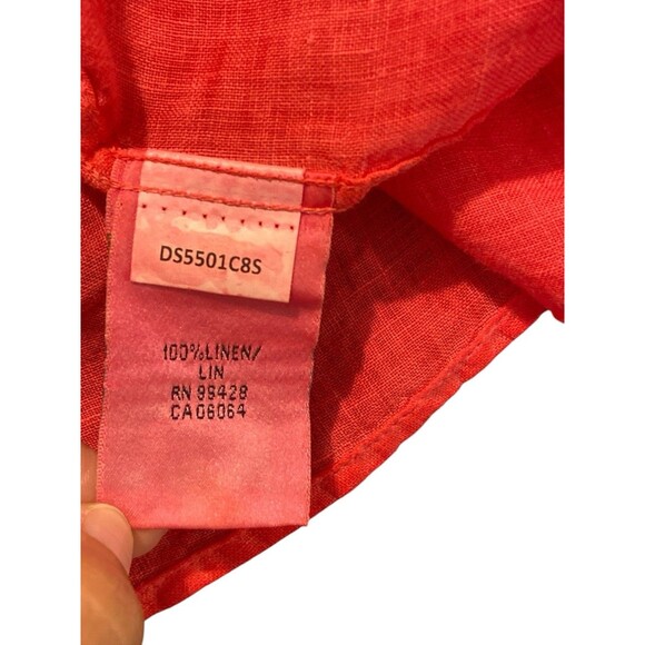 Bugatchi Button Up Shirt Men's Linen Pink Shaped Fit Hawian Short Sleeve Sz L - Picture 10 of 11